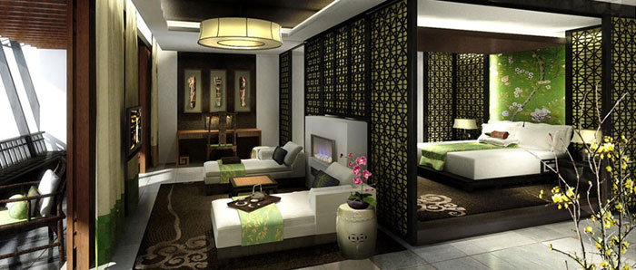 中式四合园会所装修效果图，注重以人为本的原则。
